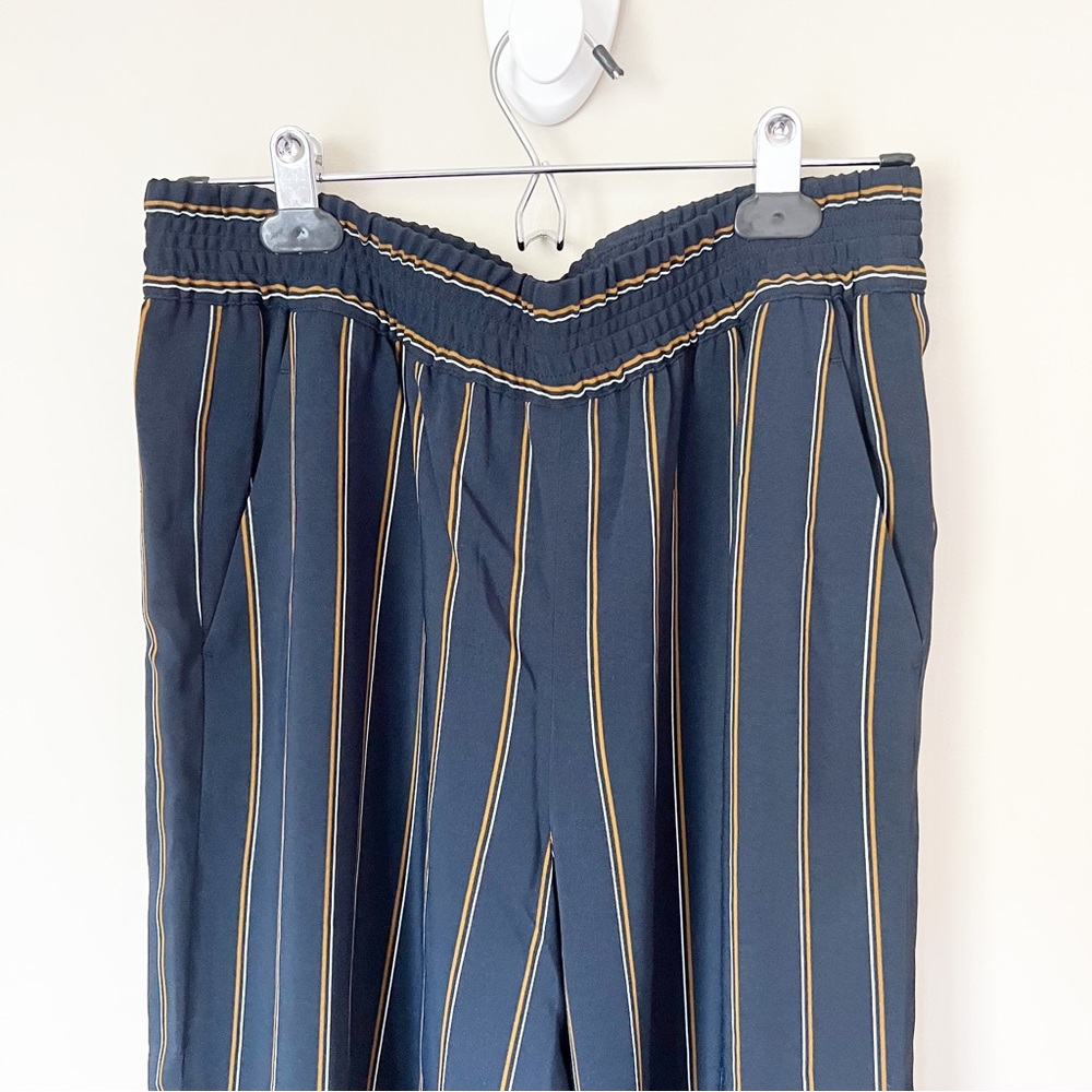Lafayette 148 New York Hester Striped Wide-Leg Trouser Pant Navy Blue M - Picture 4 of 13